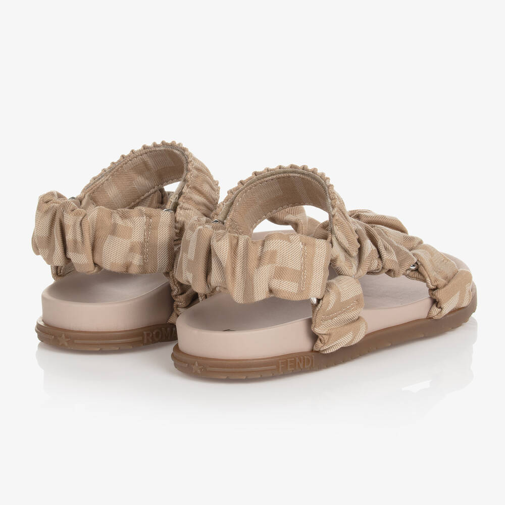 Fendi - Beige FF Logo Sandals | Childrensalon Outlet