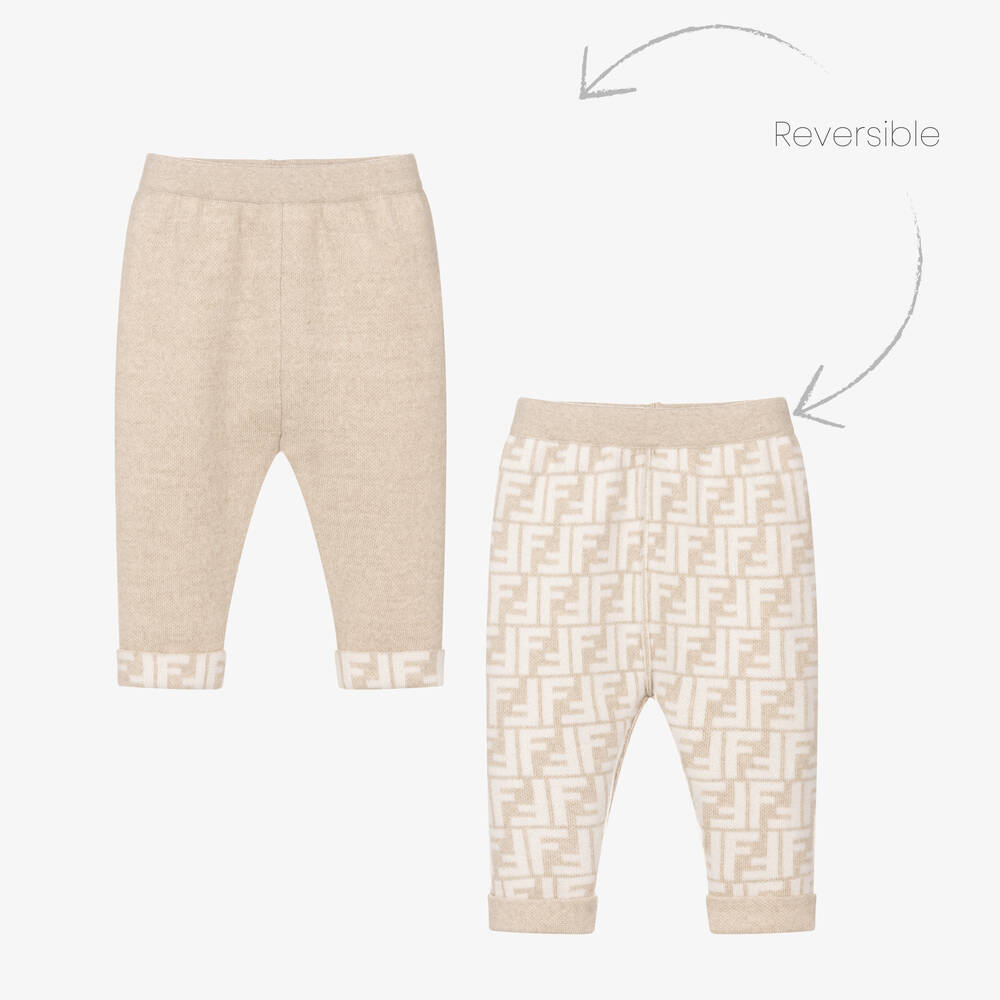 Fendi - Beige FF Wool & Cashmere Trousers | Childrensalon