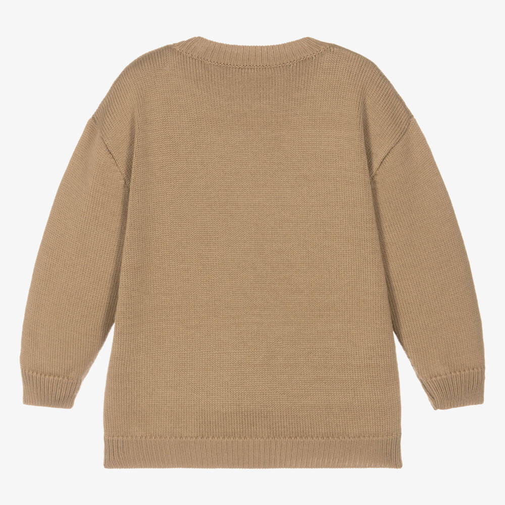 Fendi-Beige Knitted Wool Sweater | Childrensalon Outlet