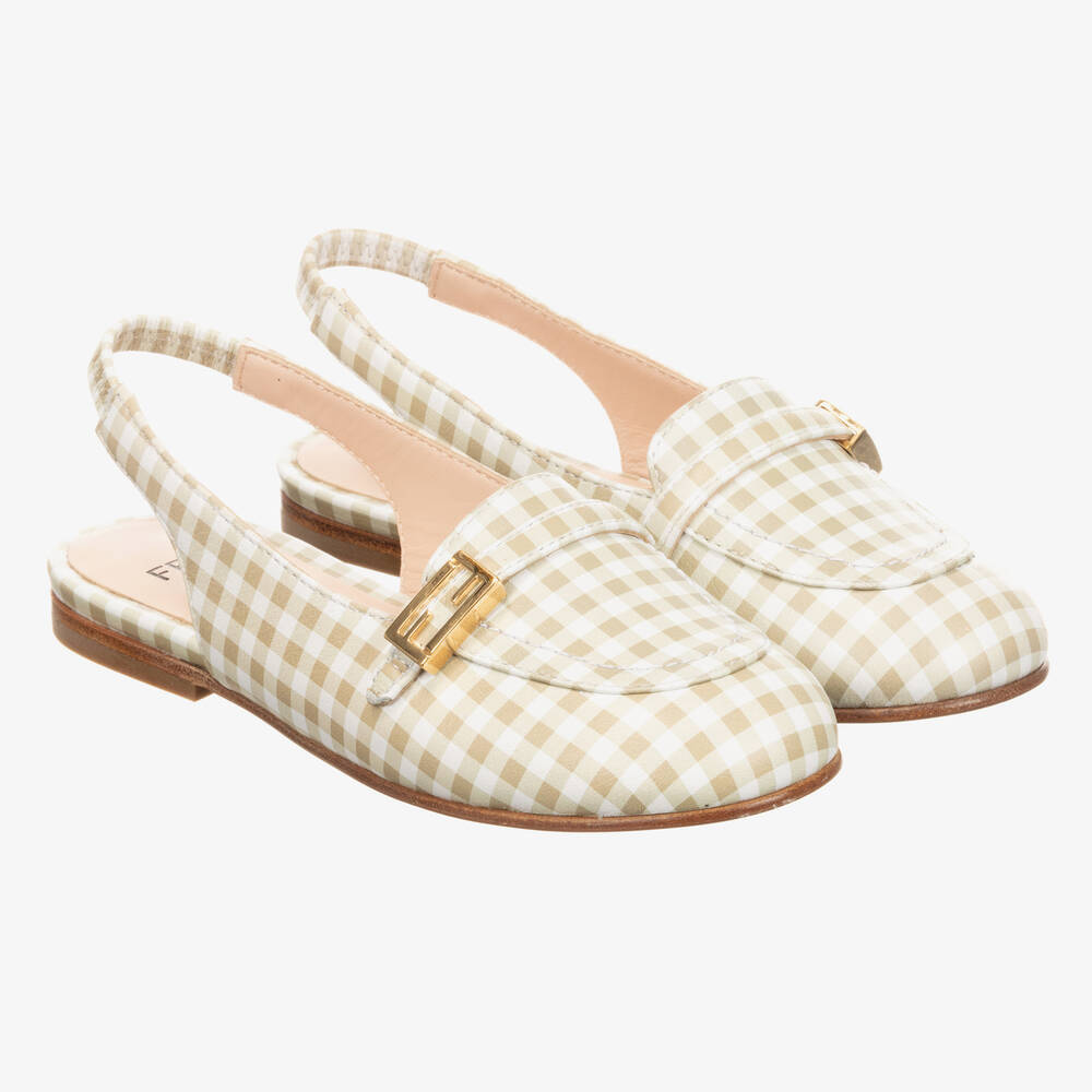 Fendi - Beige Leather Slingback Shoes | Childrensalon