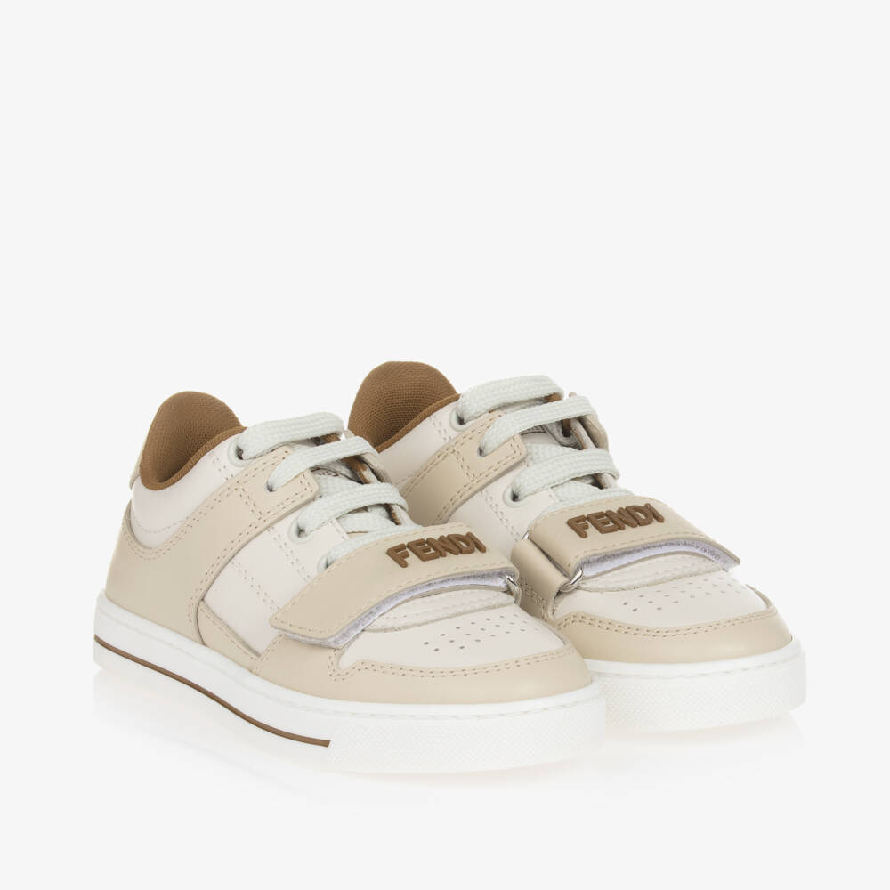 Fendi-Beige Leather Trainers | Childrensalon Outlet