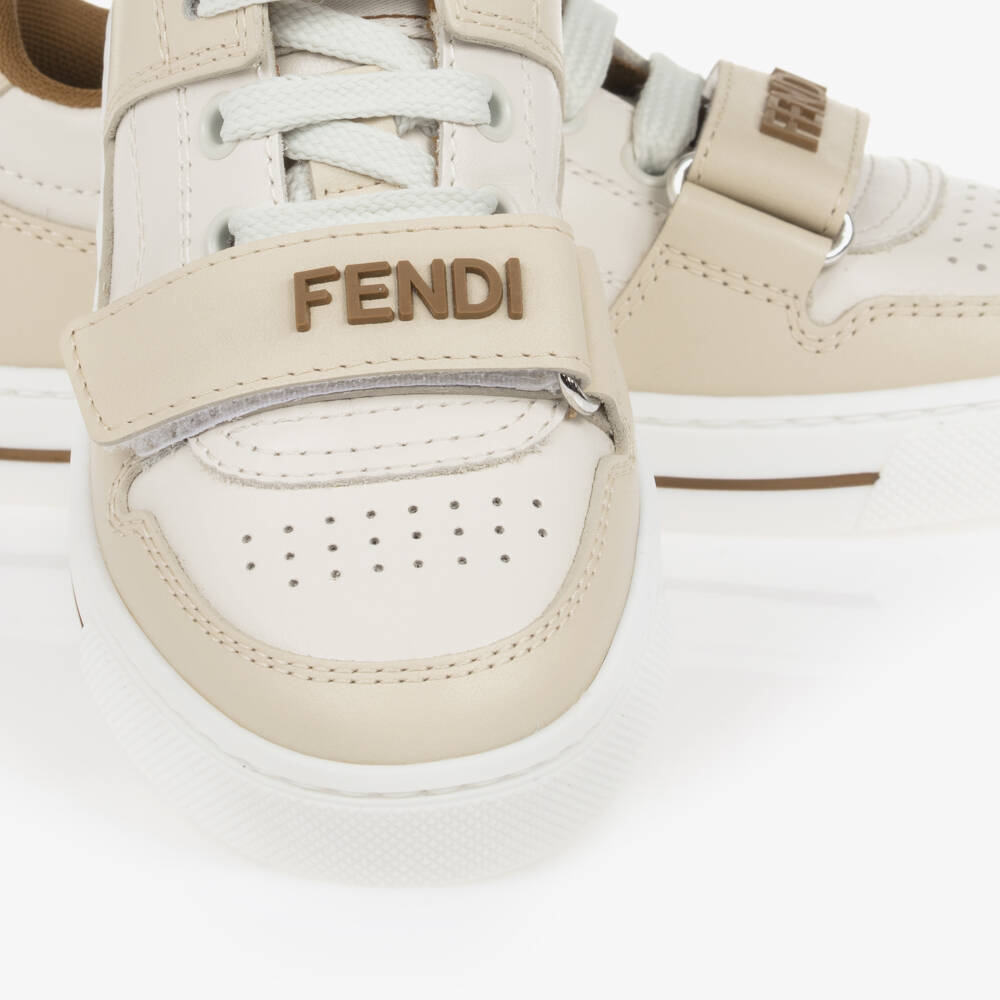 Fendi-Beige Leather Trainers | Childrensalon Outlet