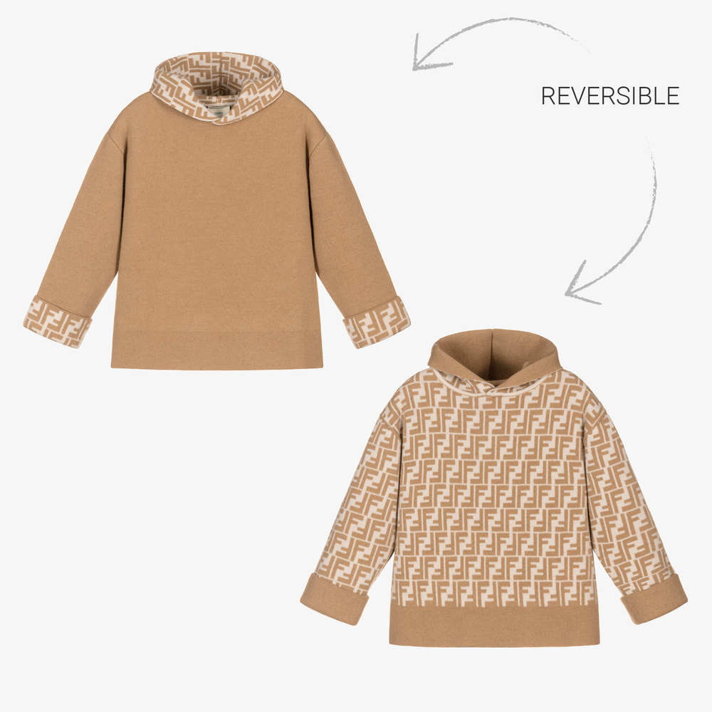 Fendi - Beige Reversible Wool Sweater | Childrensalon