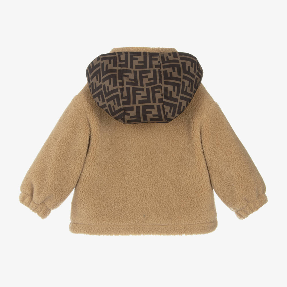 Fendi-جاكيت بيبي من الفرو البيج النقي | Childrensalon Outlet