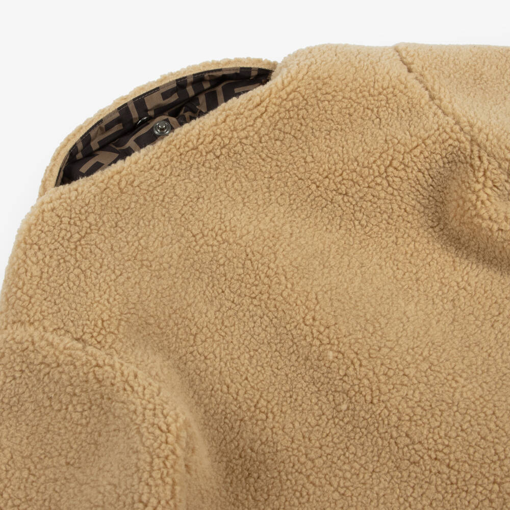 Fendi-جاكيت بيبي من الفرو البيج النقي | Childrensalon Outlet