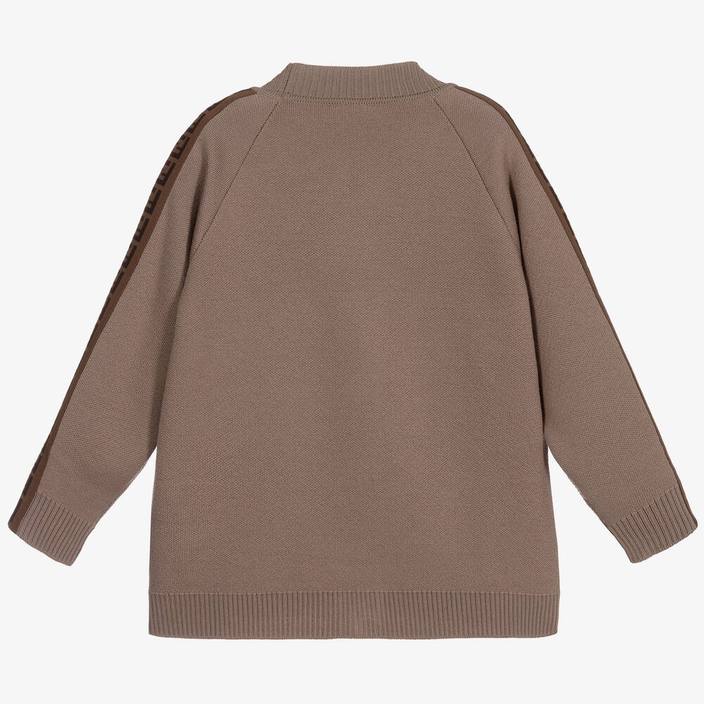 Fendi-Beige Wool FF Tape Cardigan | Childrensalon Outlet