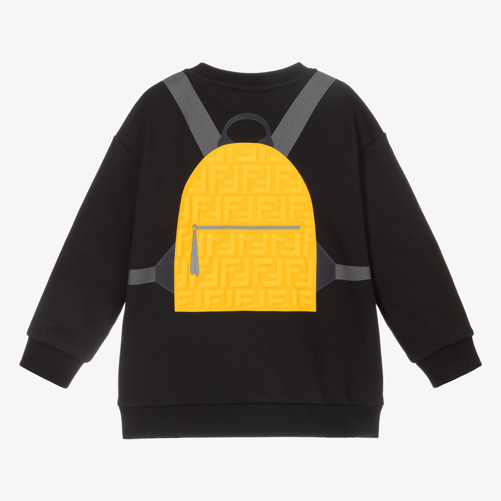 Fendi-Black Backpack Logo Sweatshirt | Childrensalon Outlet