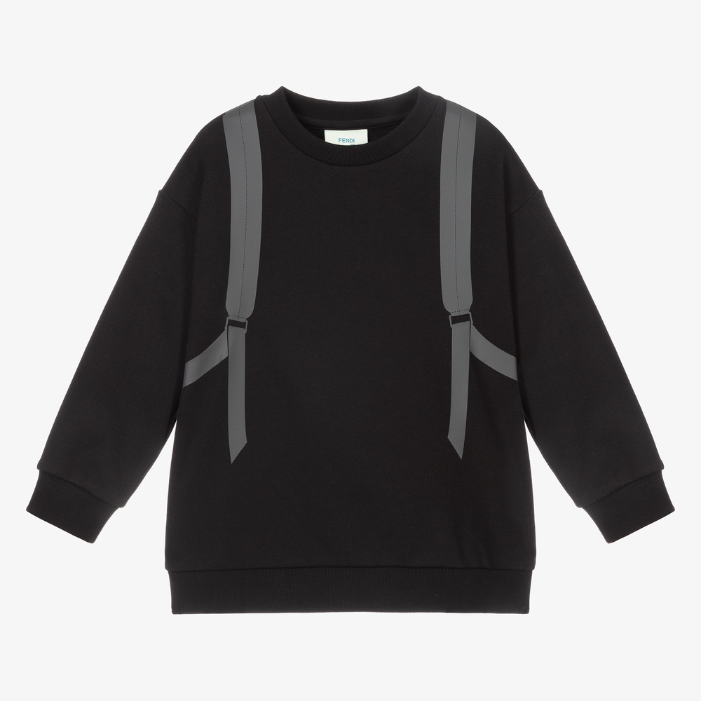 Fendi - Black Backpack Logo Sweatshirt | Childrensalon