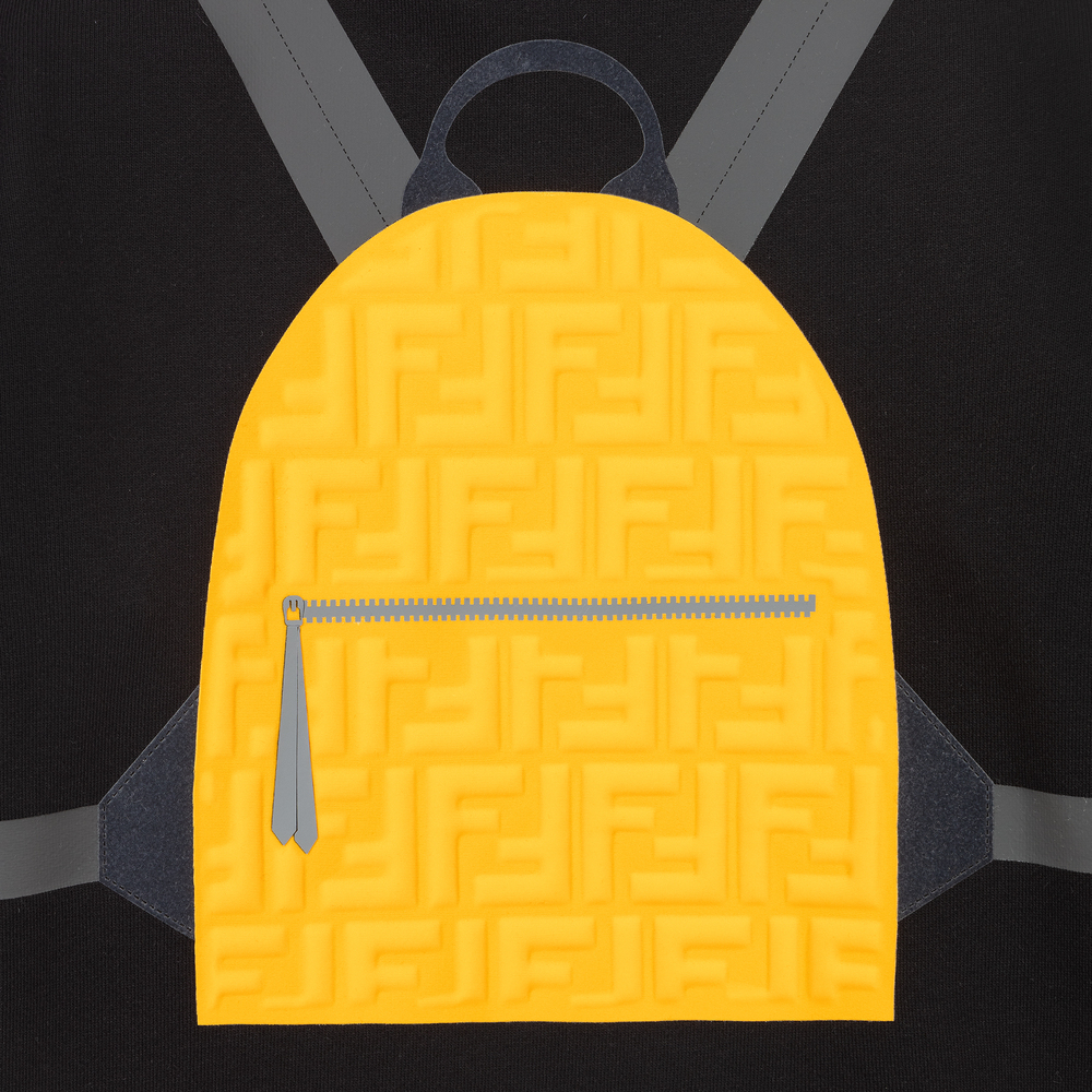 Fendi-Black Backpack Logo Sweatshirt | Childrensalon Outlet