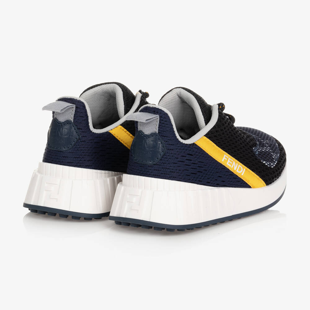 Fendi Black Blue FF Logo Trainers