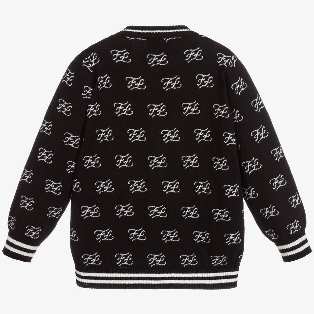 Fendi-Black Cotton Knitted Cardigan | Childrensalon Outlet