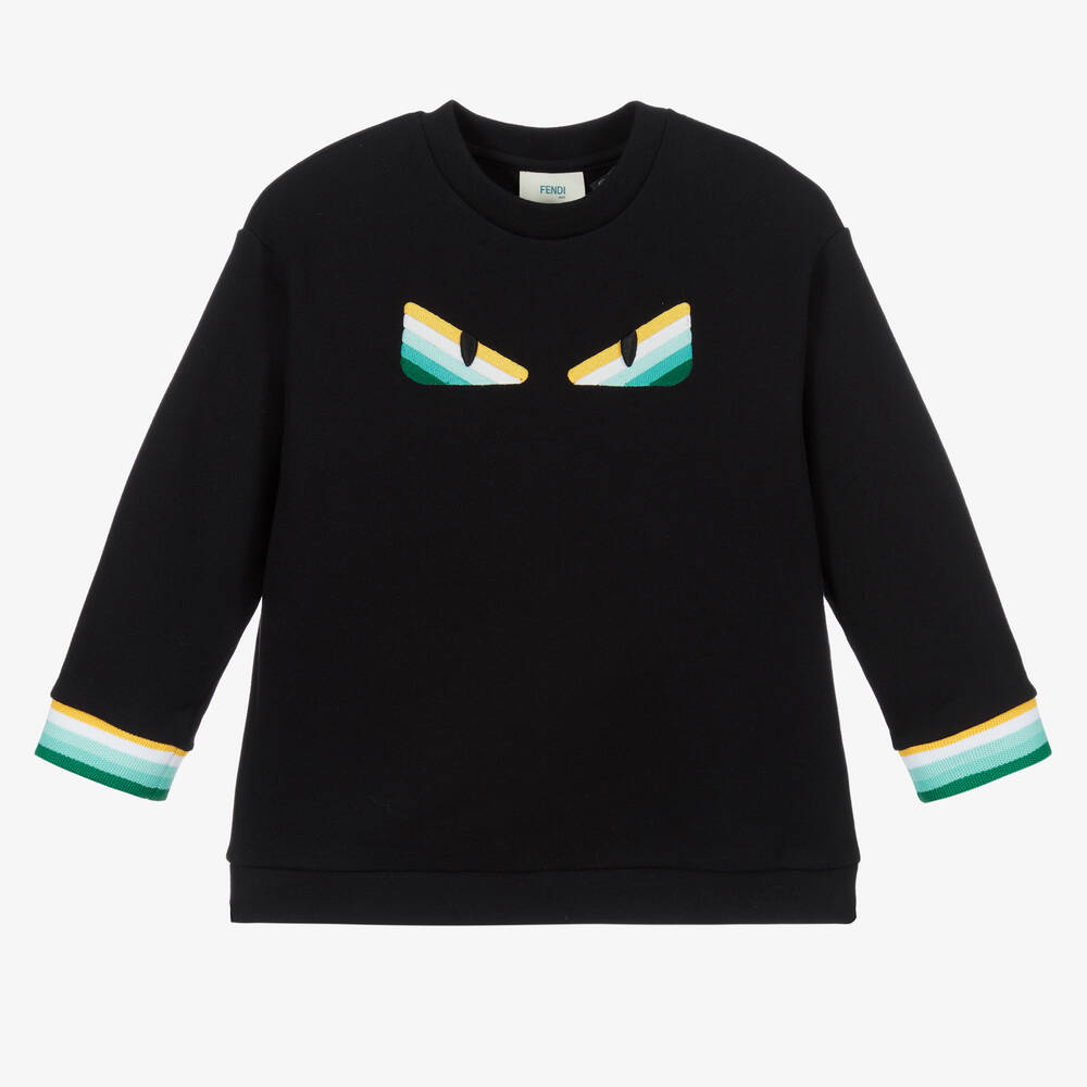 Fendi - Schwarzes Sweatshirt aus Baumwolle mit Logo | Childrensalon