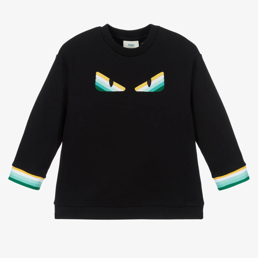 Fendi - Sweat noir en coton à logo | Childrensalon