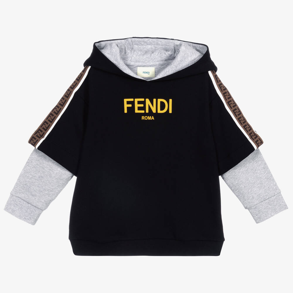 Fendi - Black Cotton Logo Sweatshirt | Childrensalon