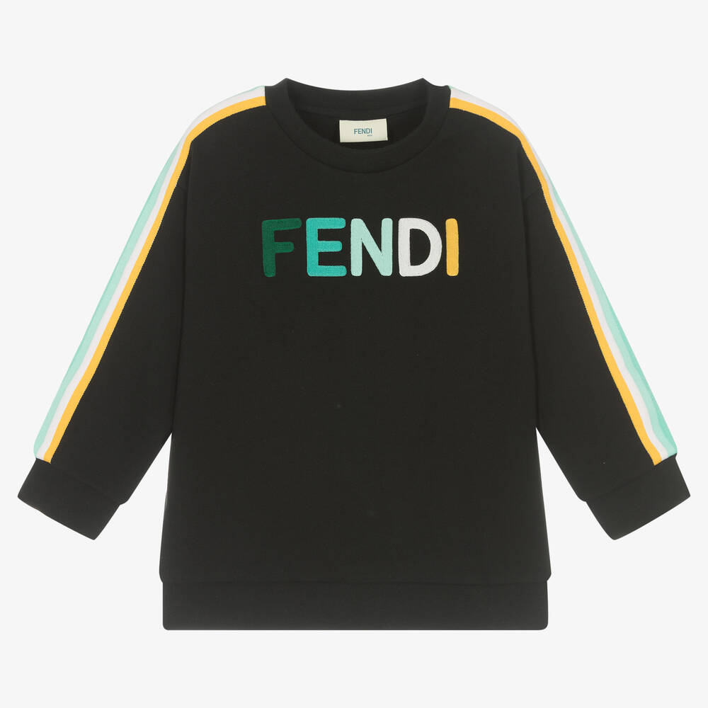 Fendi - Black Cotton Logo Sweatshirt | Childrensalon