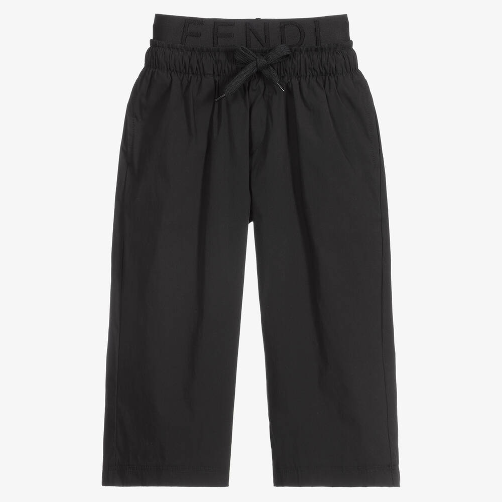 Fendi - Black Cotton Trousers | Childrensalon