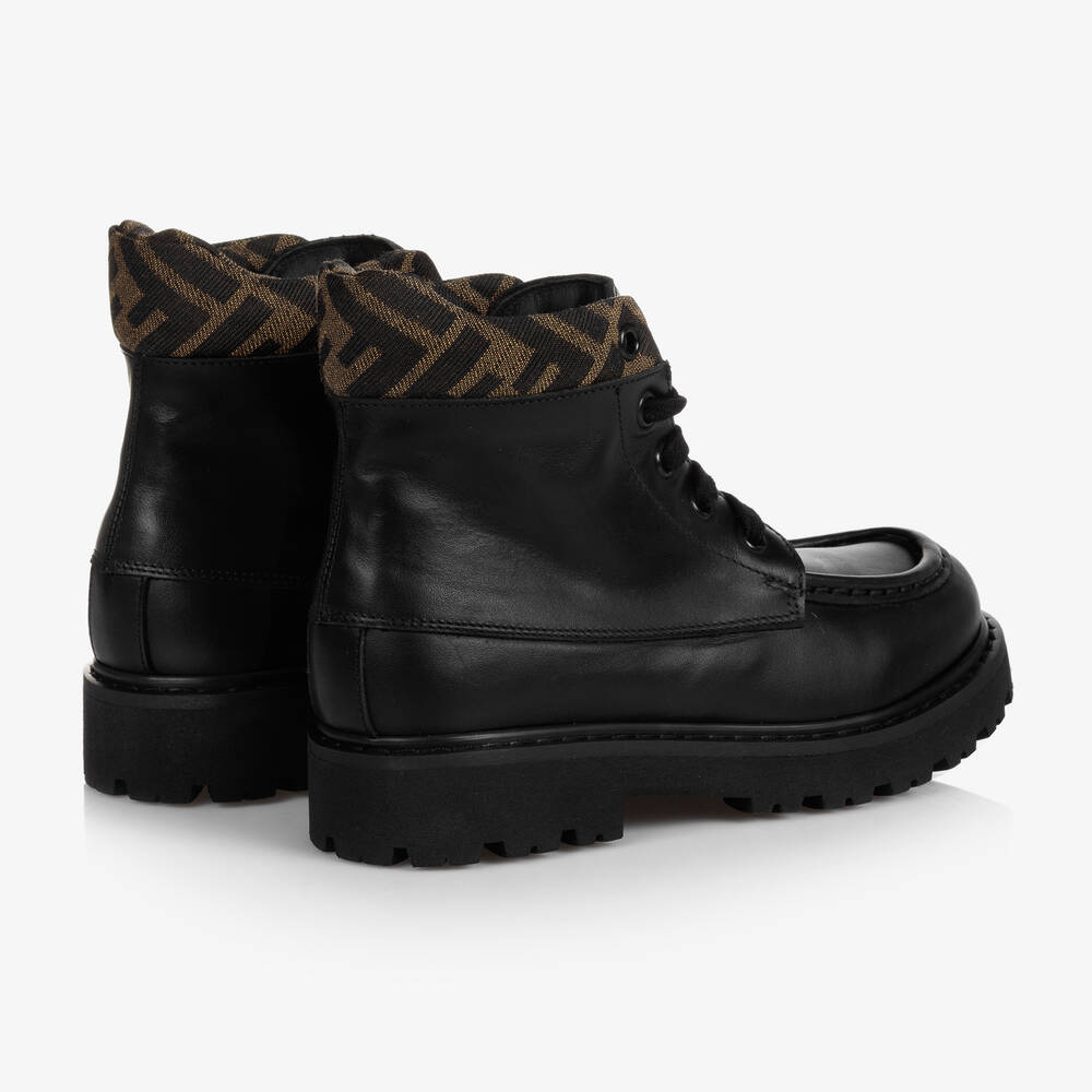 Fendi-Black FF Leather Boots | Childrensalon Outlet