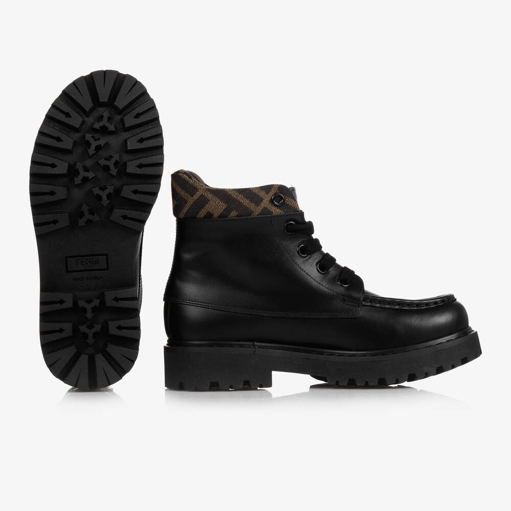 Fendi-Black FF Leather Boots | Childrensalon Outlet
