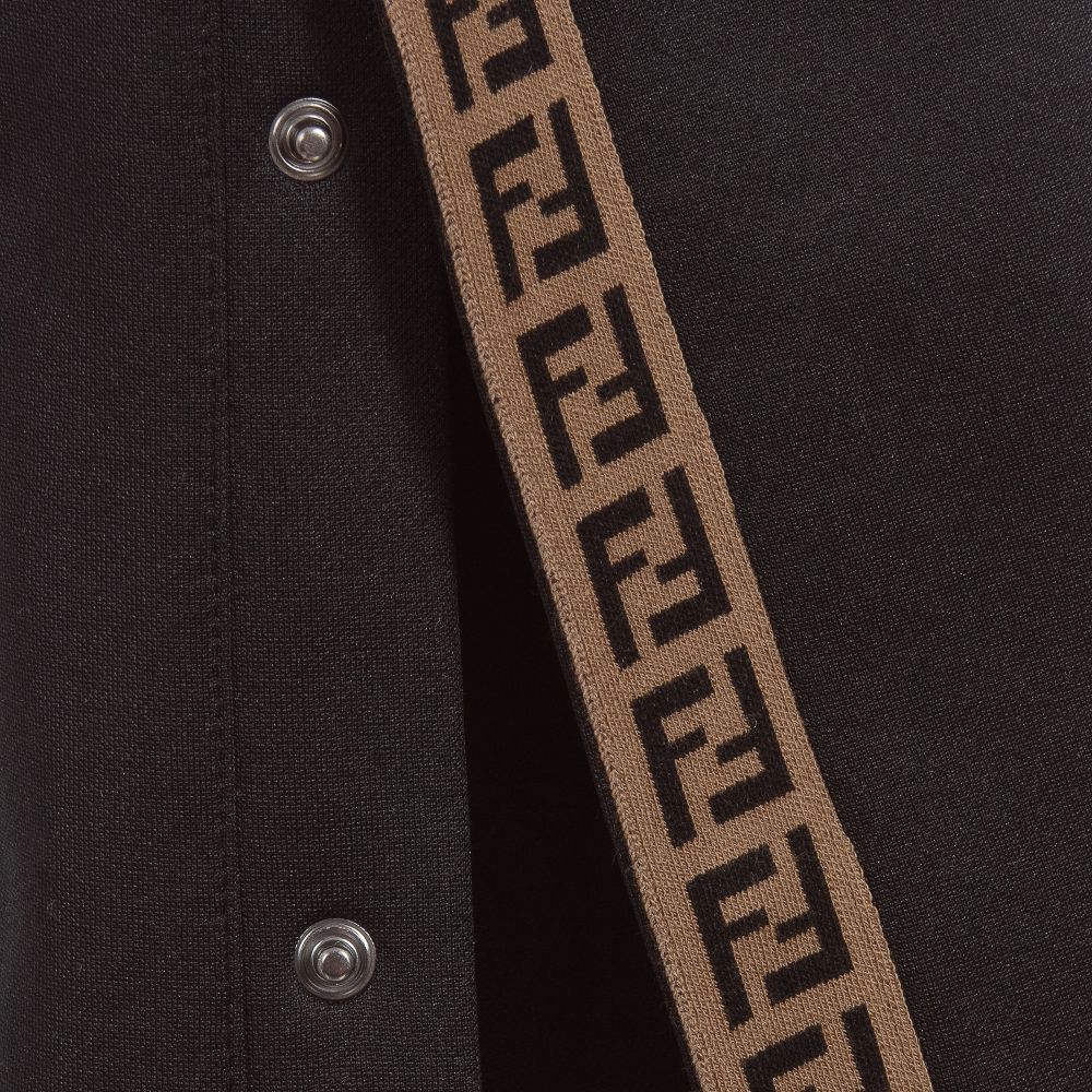 Fendi Black FF Logo Popper Trousers Childrensalon Outlet