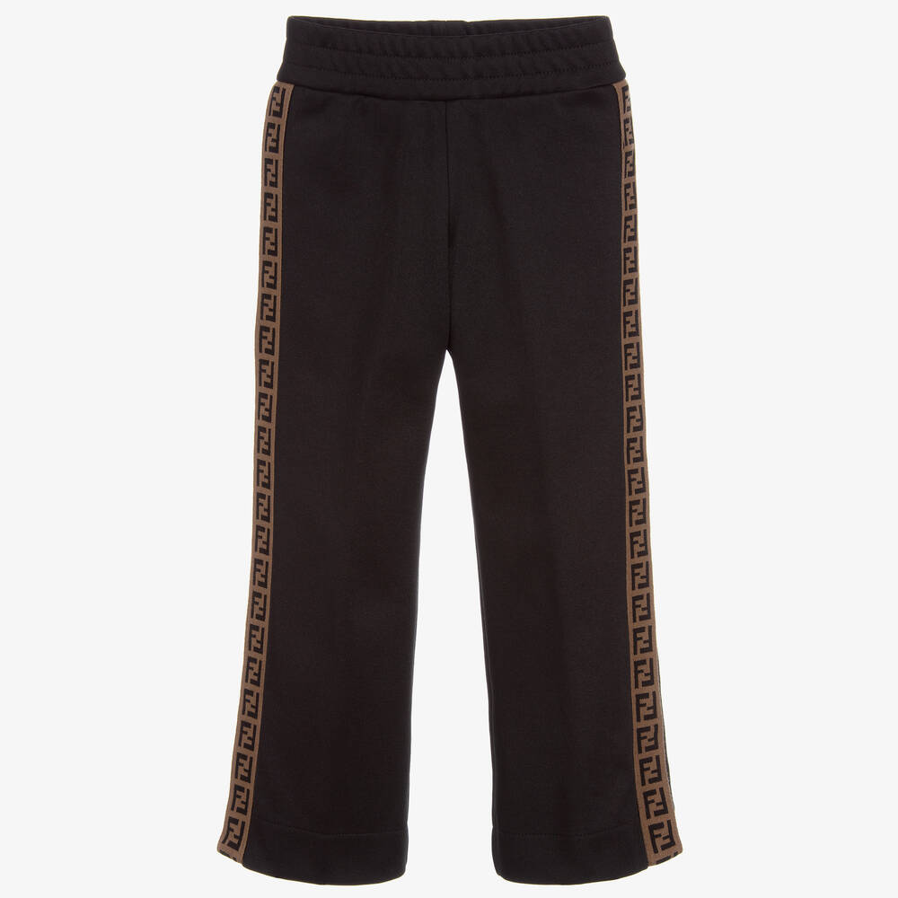 Fendi Black FF Logo Popper Trousers Childrensalon Outlet