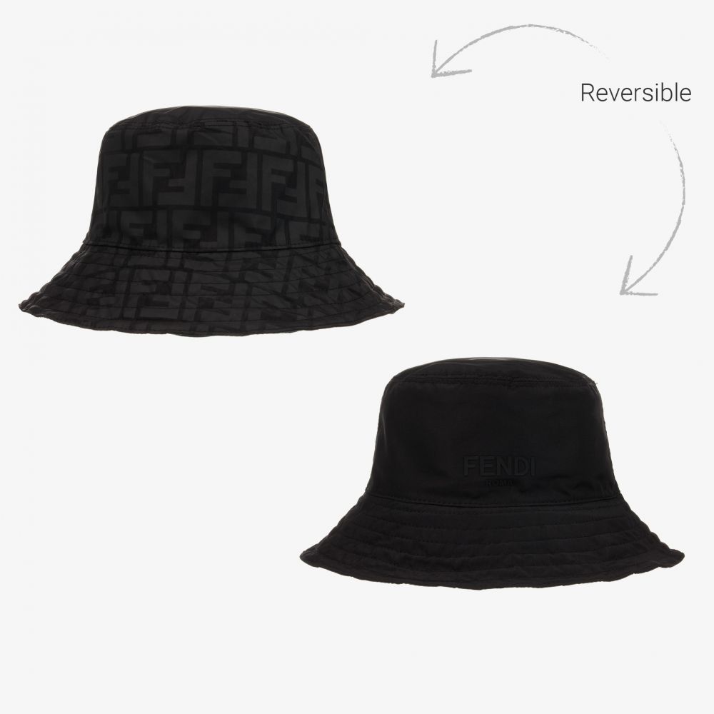 Fendi Black FF Logo Reversible Hat Childrensalon Outlet