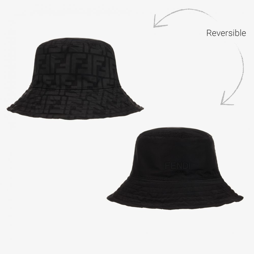 Fendi - Chapeau réversible noir FF | Childrensalon