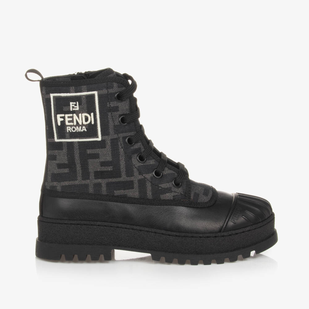 Fendi-Black Leather Biker Boots | Childrensalon Outlet