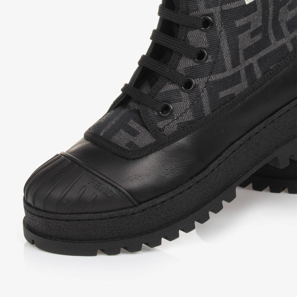 Fendi-Black Leather Biker Boots | Childrensalon Outlet