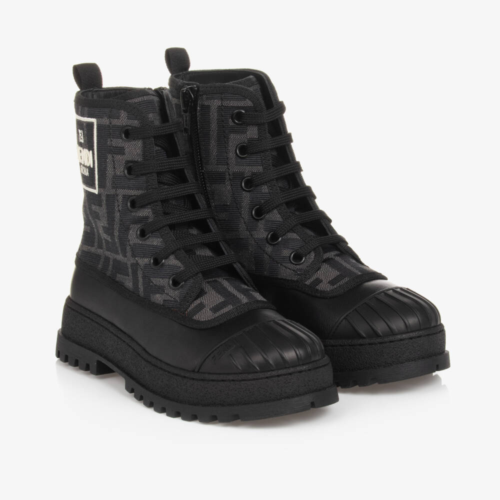 Fendi-Black Leather Biker Boots | Childrensalon Outlet