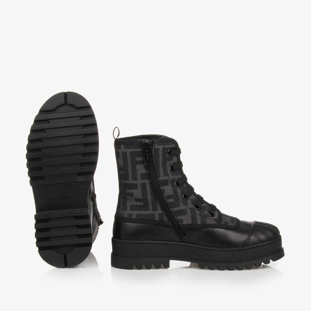 Fendi-Black Leather Biker Boots | Childrensalon Outlet