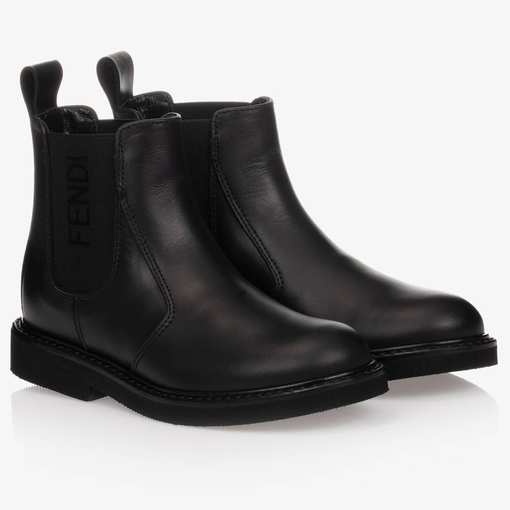 Fendi - Черные кожаные ботинки «челси» | Childrensalon