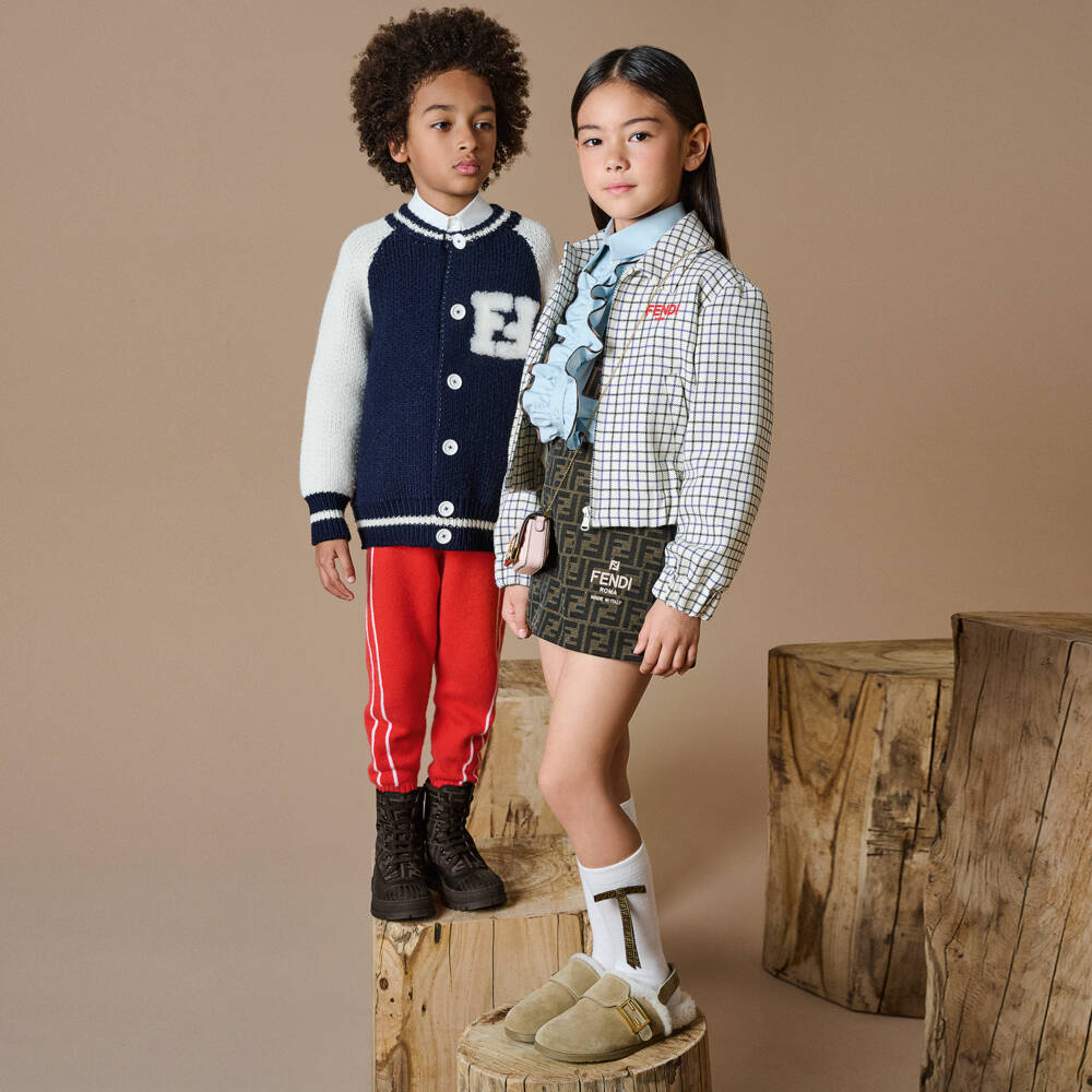 Fendi-أحذية بوت جلدية سوداء للأطفال | Childrensalon Outlet