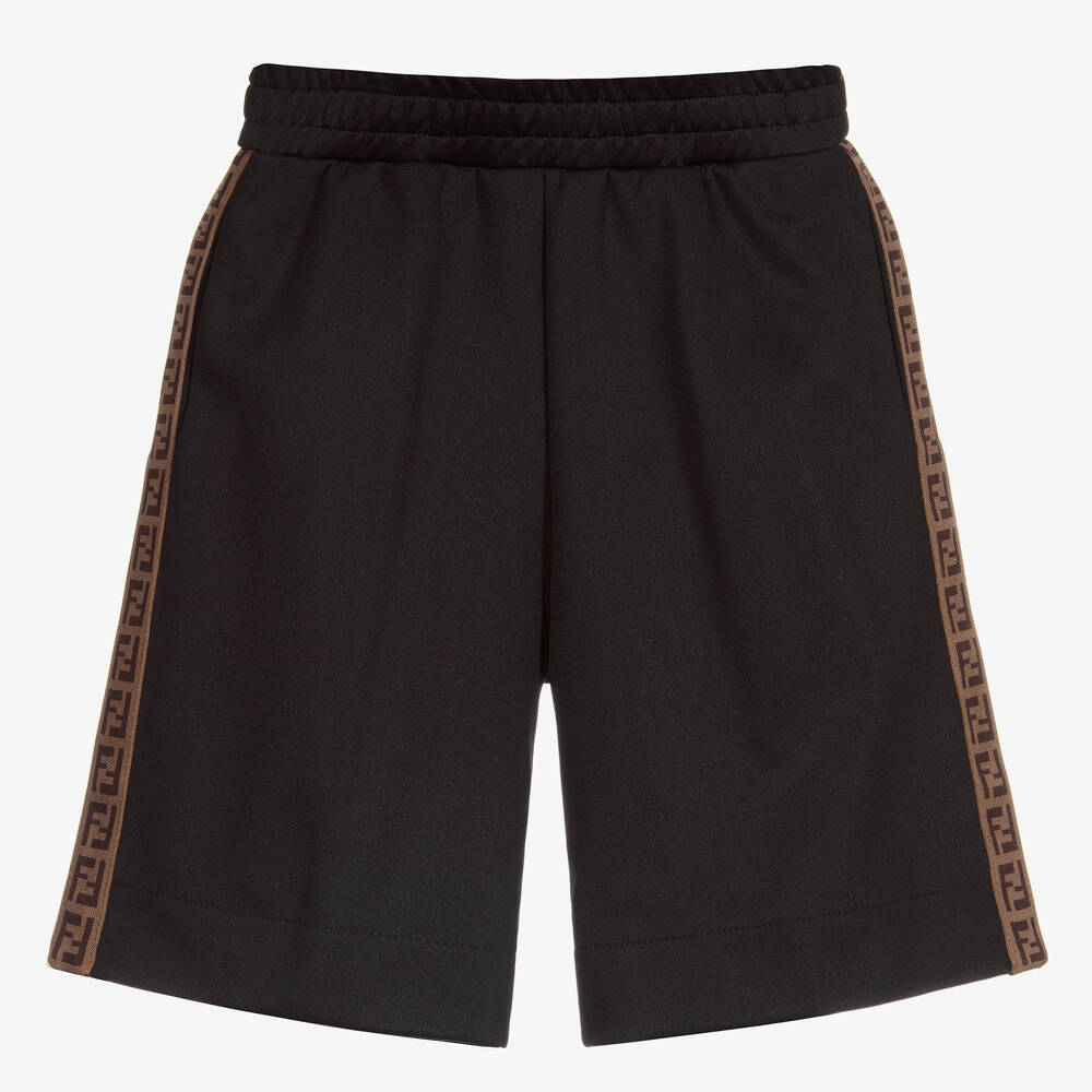 Fendi - Schwarze Shorts mit Logo-Streifen | Childrensalon