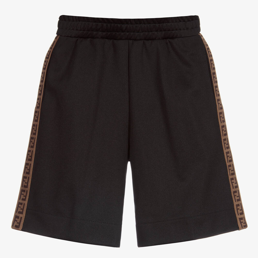 Fendi - Black Logo Tape Shorts | Childrensalon