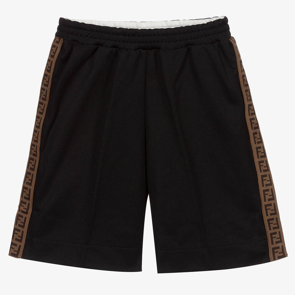 Fendi - Black Logo Tape Shorts | Childrensalon