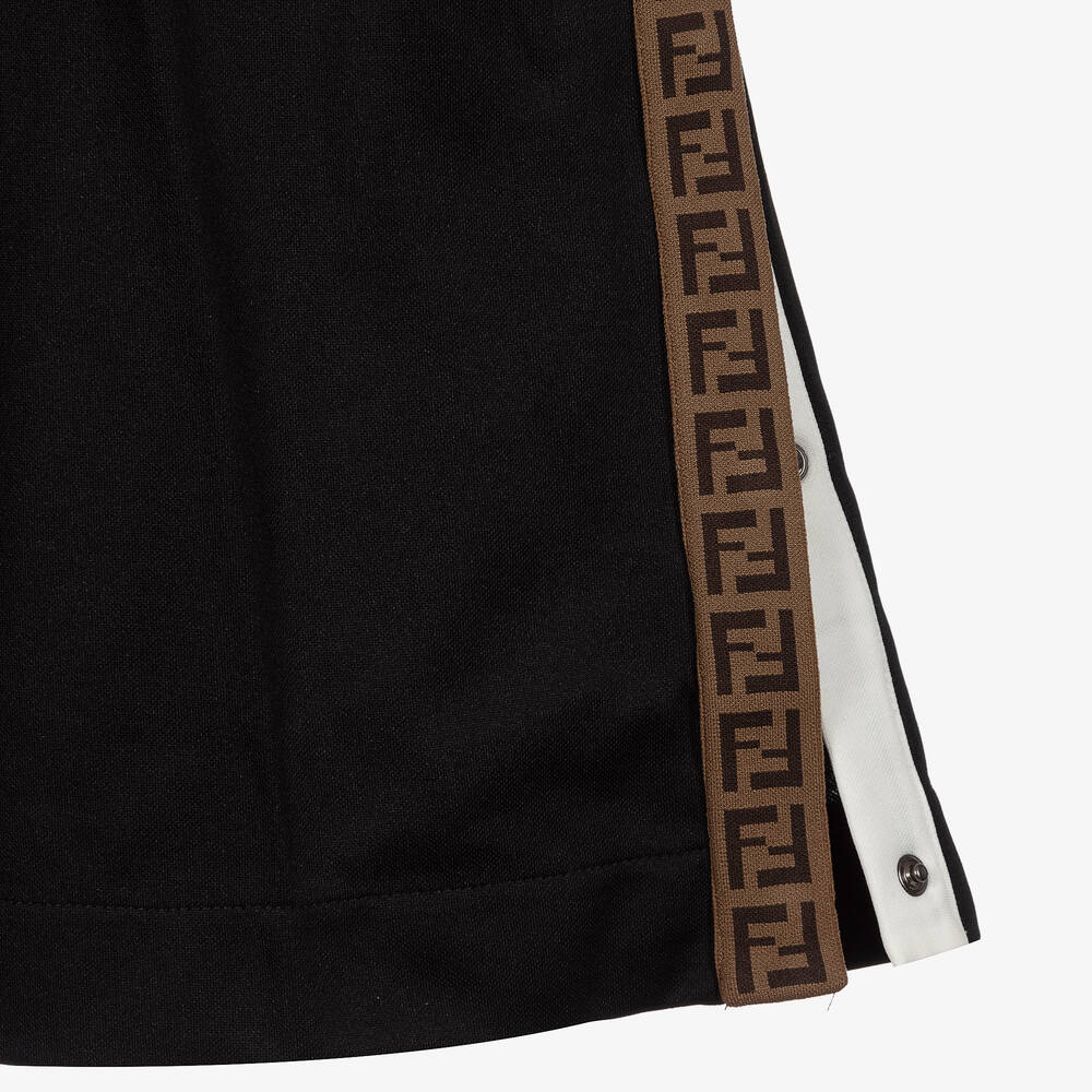 Fendi-Black Logo Tape Shorts | Childrensalon Outlet
