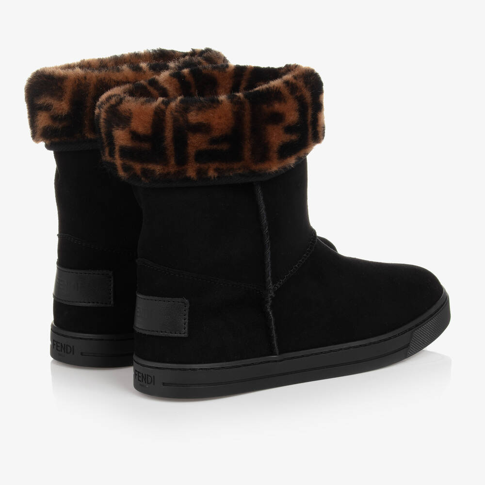 Fendi Black Suede Leather FF Boots