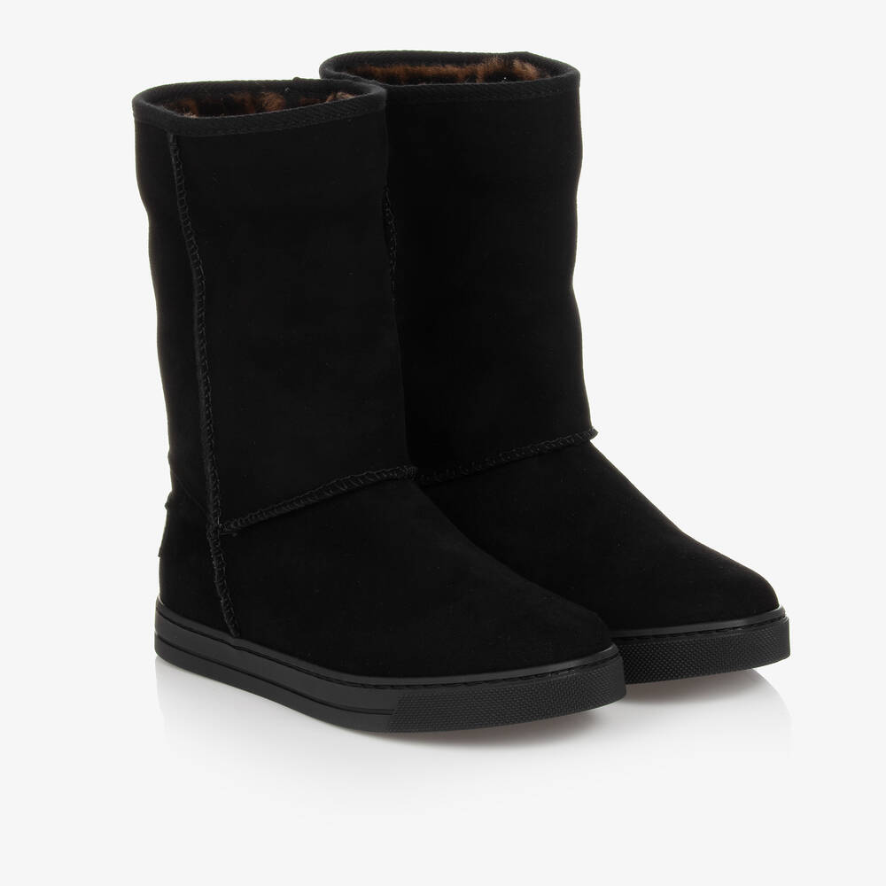 Fendi-Black Suede Leather FF Boots | Childrensalon Outlet