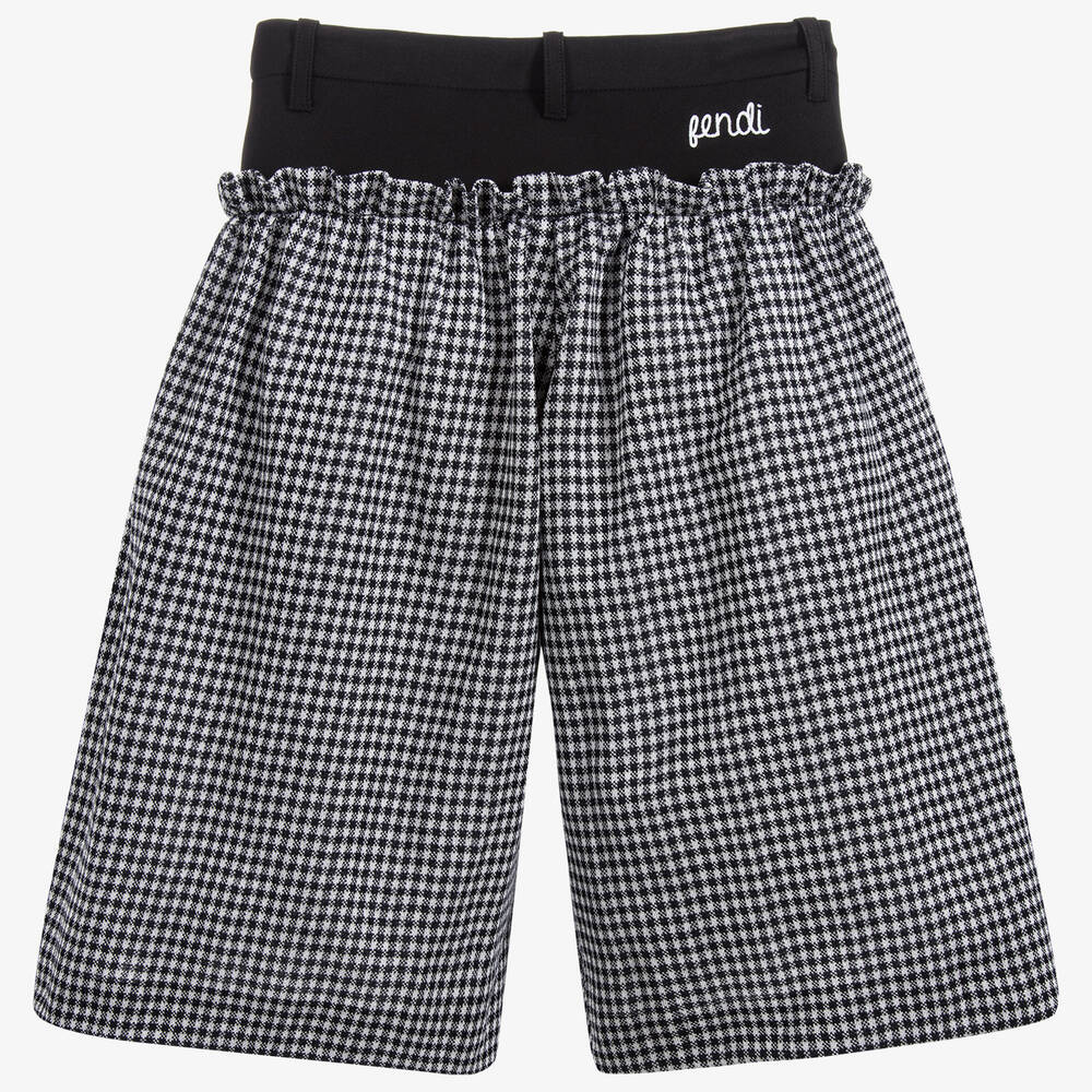 Fendi-Black & White Check Culottes | Childrensalon Outlet