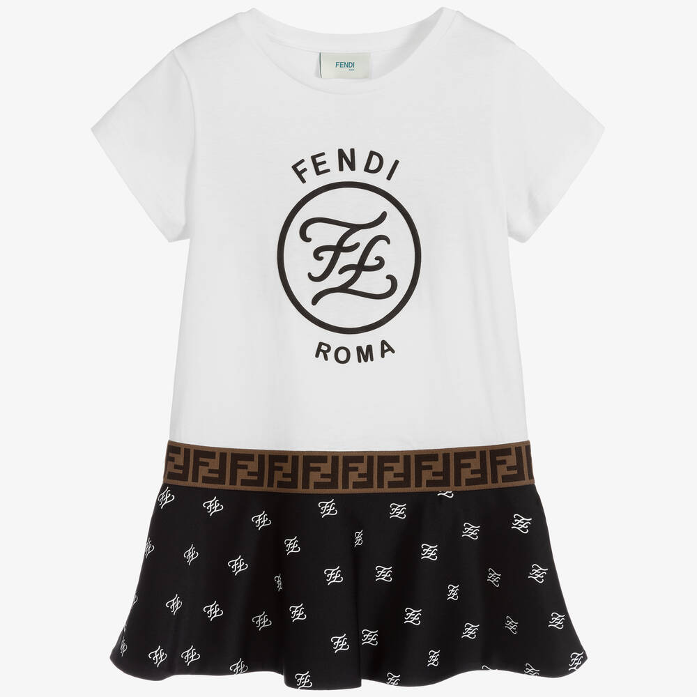 Fendi - Black & White FF Logo Dress | Childrensalon