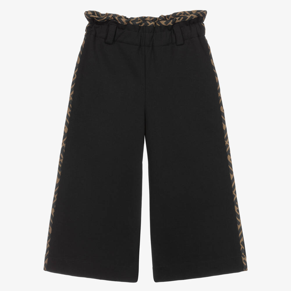 Fendi - Черные широкие брюки из джерси | Childrensalon