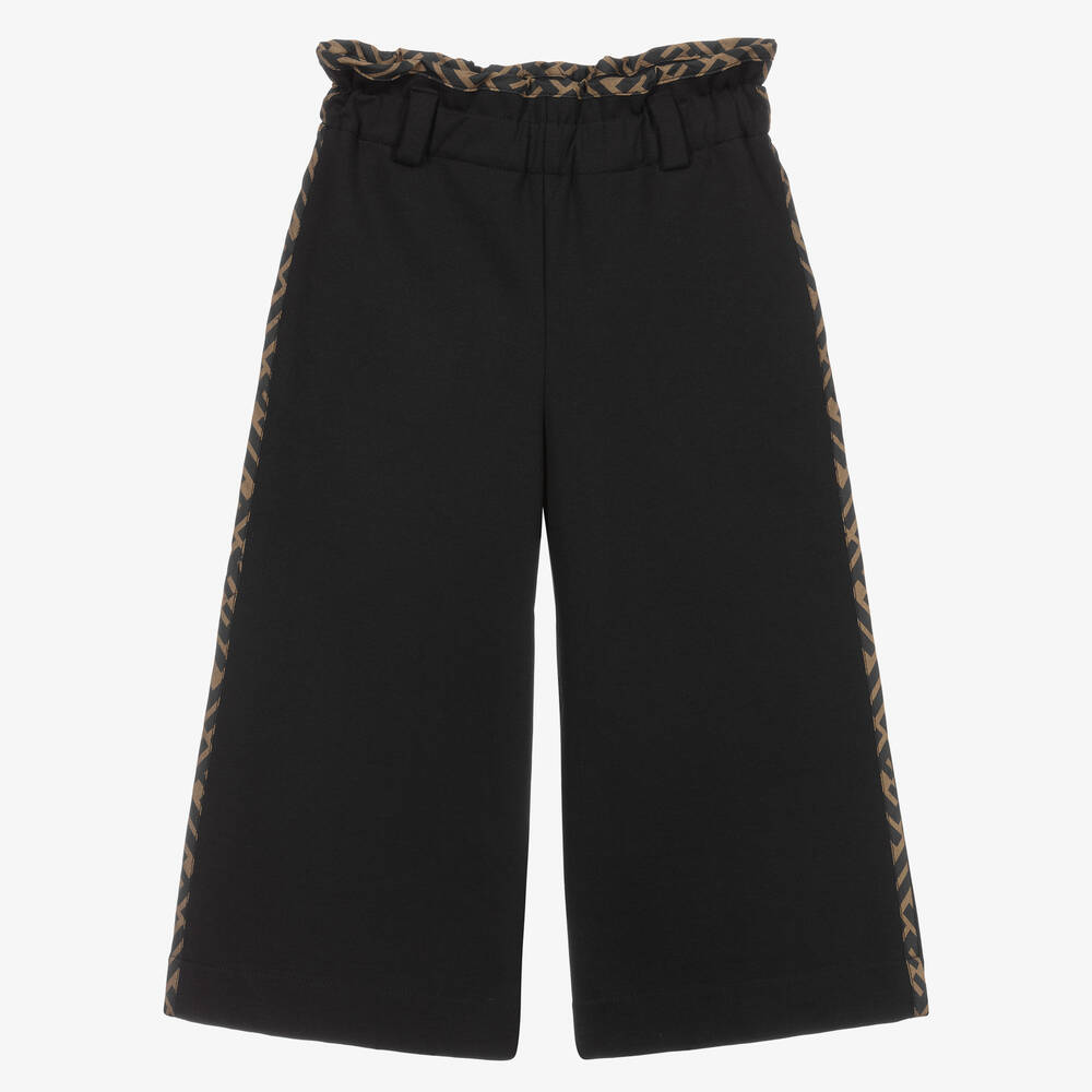 Fendi-Black Wide Leg Jersey Trousers | Childrensalon Outlet