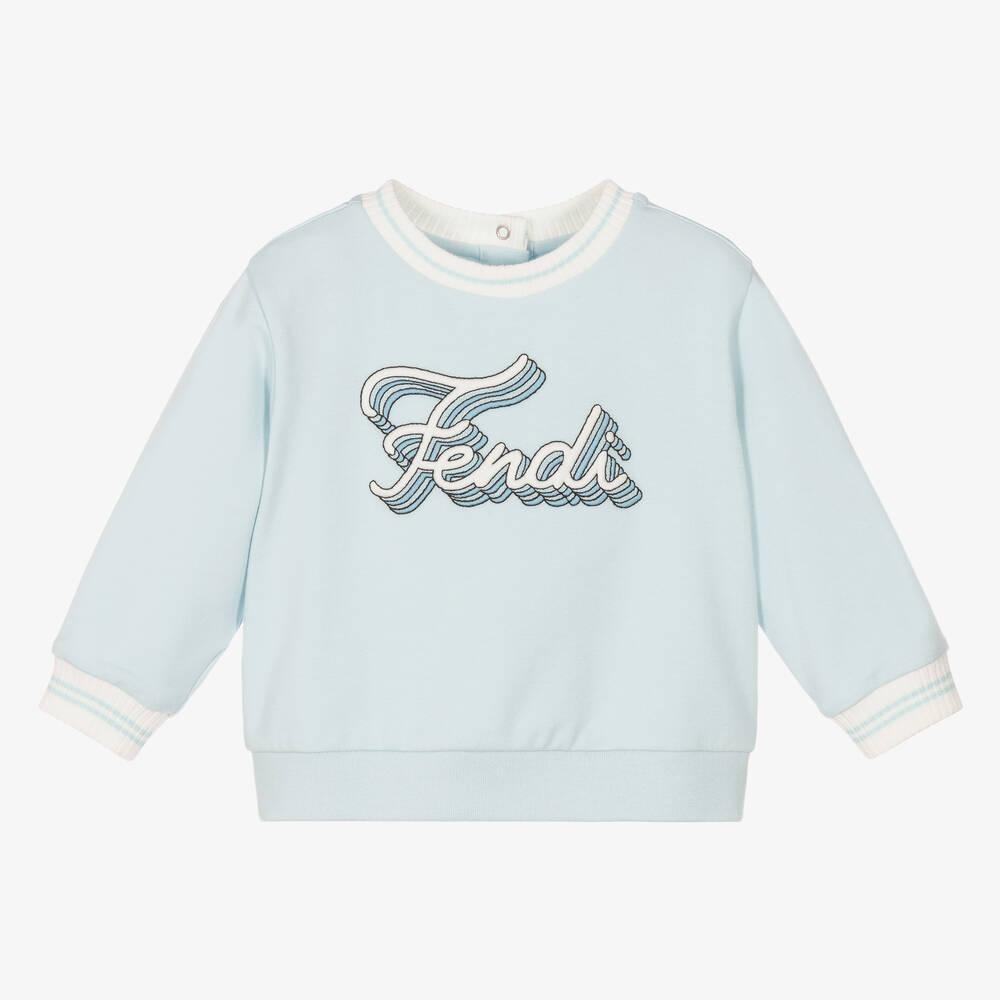 Fendi-Blue Cotton Baby Sweatshirt | Childrensalon Outlet