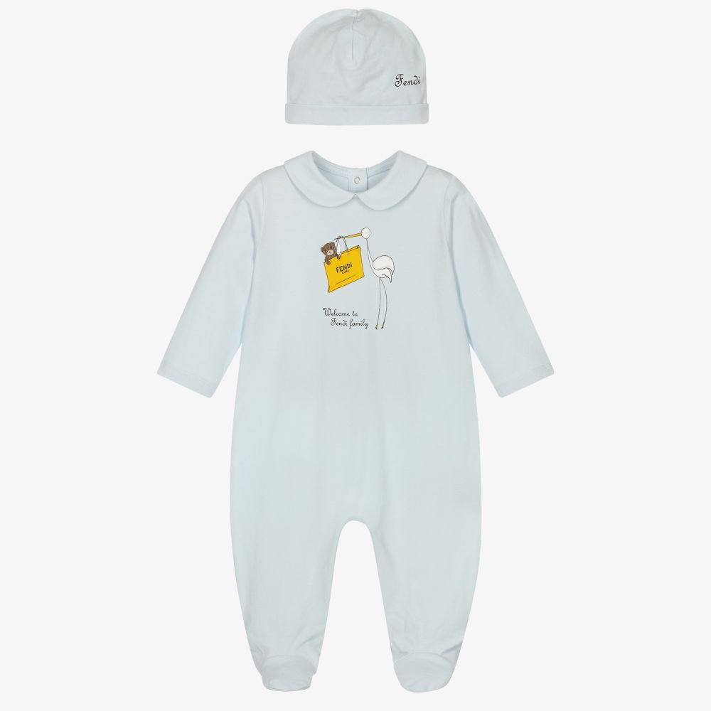 Fendi - Blue Cotton Babygrow Set | Childrensalon