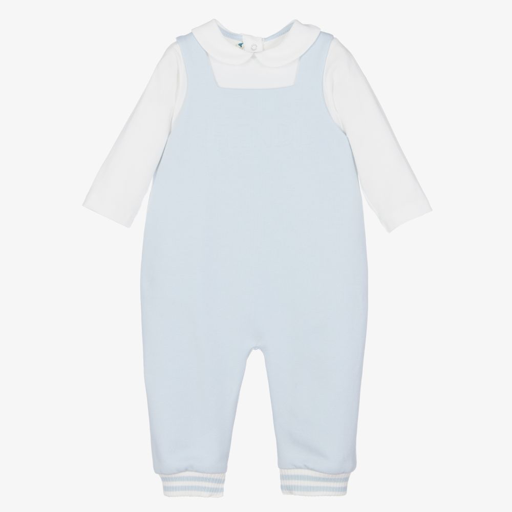 Fendi - Blue Cotton Dungaree Set | Childrensalon