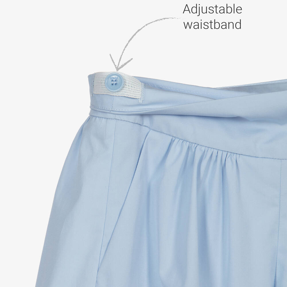 Fendi-Голубые хлопковые кюлоты с принтом FF | Childrensalon Outlet