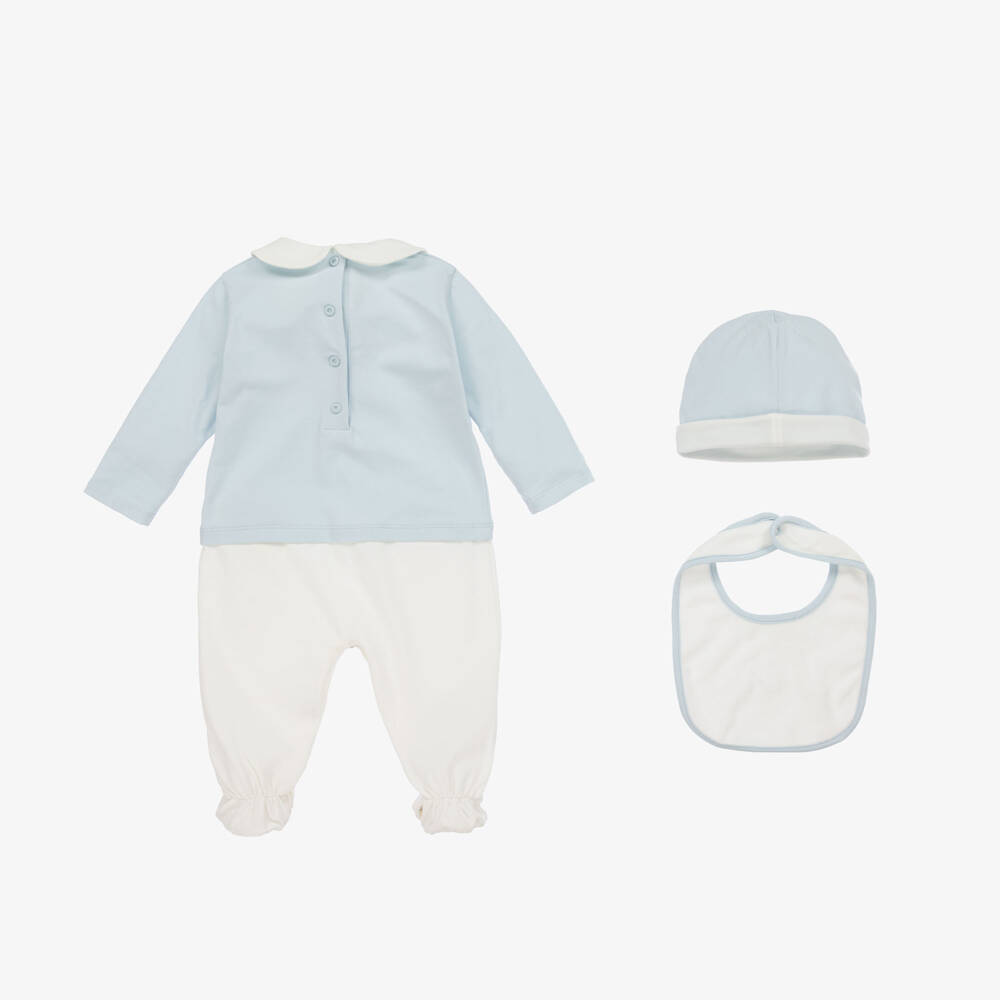 Fendi-Blue Cotton Jersey Babysuit Set | Childrensalon Outlet