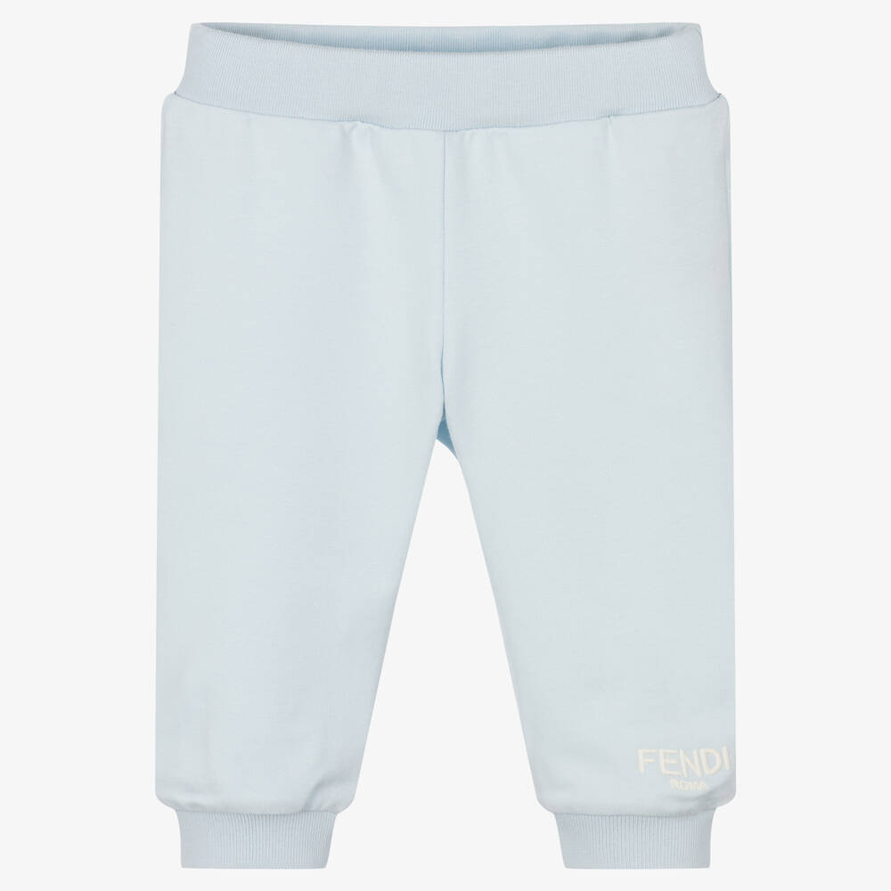 Fendi - Blue Cotton Logo Baby Trousers | Childrensalon