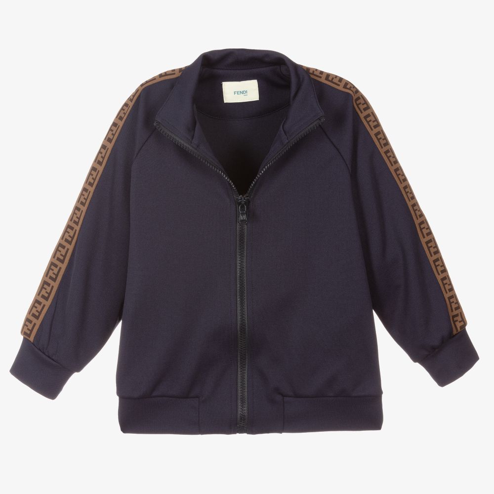 Fendi Blue FF Logo Zip Up Top