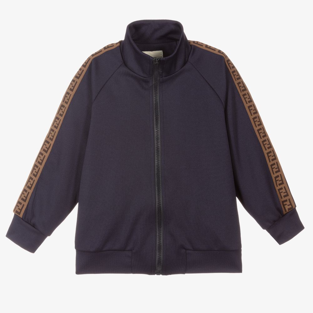 Fendi Blue FF Logo Zip Up Top Childrensalon Outlet